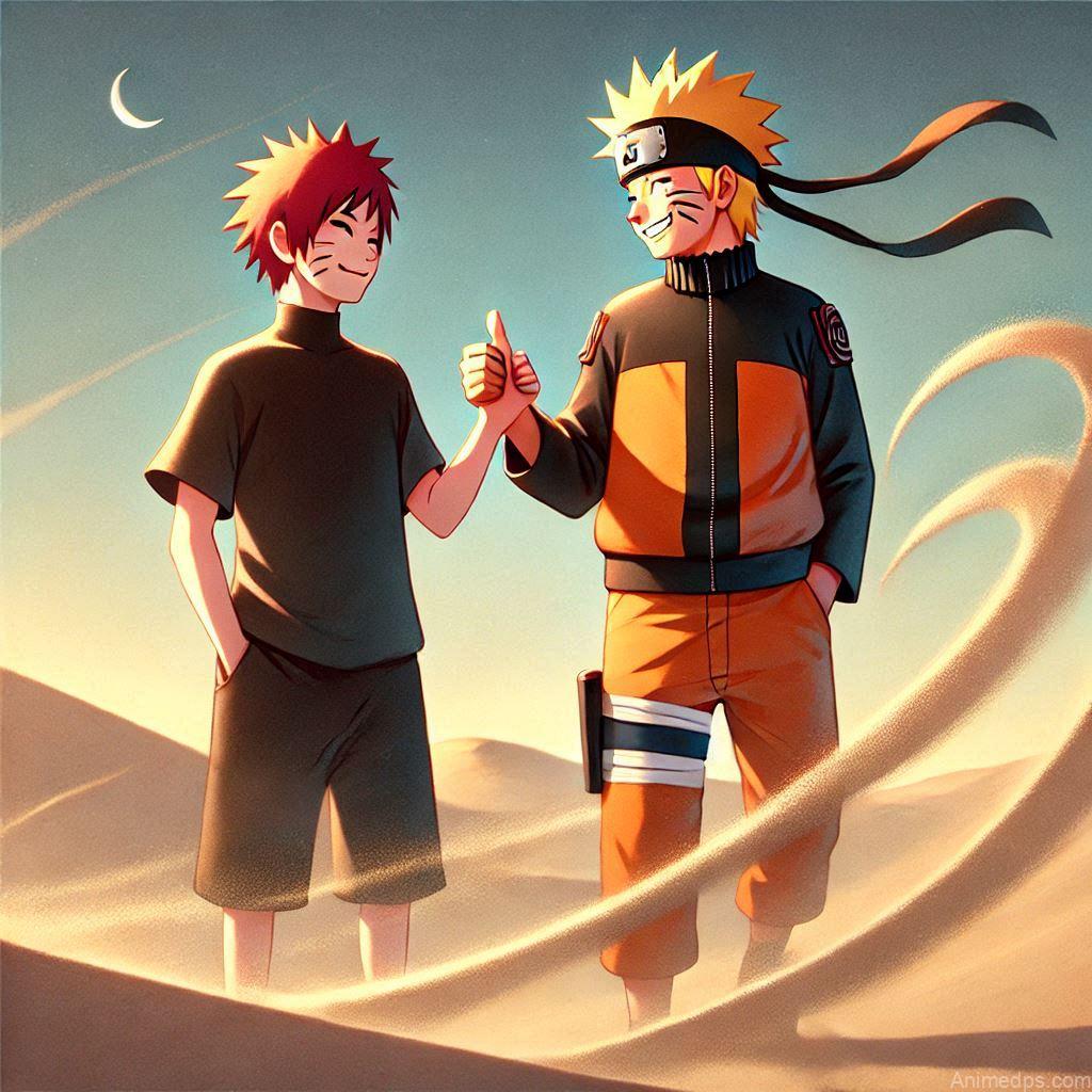 930+ Best Naruto DP for WhatsApp | Anime Dp 720 Gaara and Naruto’s Friendship
A touching moment of Gaara and Naruto standing side by side, Gaara smiling softly as Naruto gives him a thumbs-up. The desert wind swirls around them as the sun sets, symbolizing the bonds of understanding and friendship that helped Gaara find peace. Their shadows stretch long across the sand
