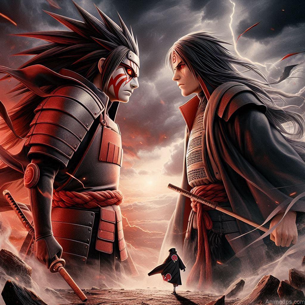 930+ Best Naruto DP for WhatsApp | Anime Dp 462 Madara and Hashirama Face-to-Face
A tense standoff between Madara and Hashirama on a rugged battlefield, their intense gazes locked. Madara stands tall, his Uchiha armor gleaming in the fiery light, with his Sharingan and Rinnegan glowing ominously. Hashirama, in his Senju battle armor, radiates calm strength, holding his wooden staff. The backdrop is an apocalyptic storm, with thunderclaps and swirling debris, symbolizing the clash of titans.