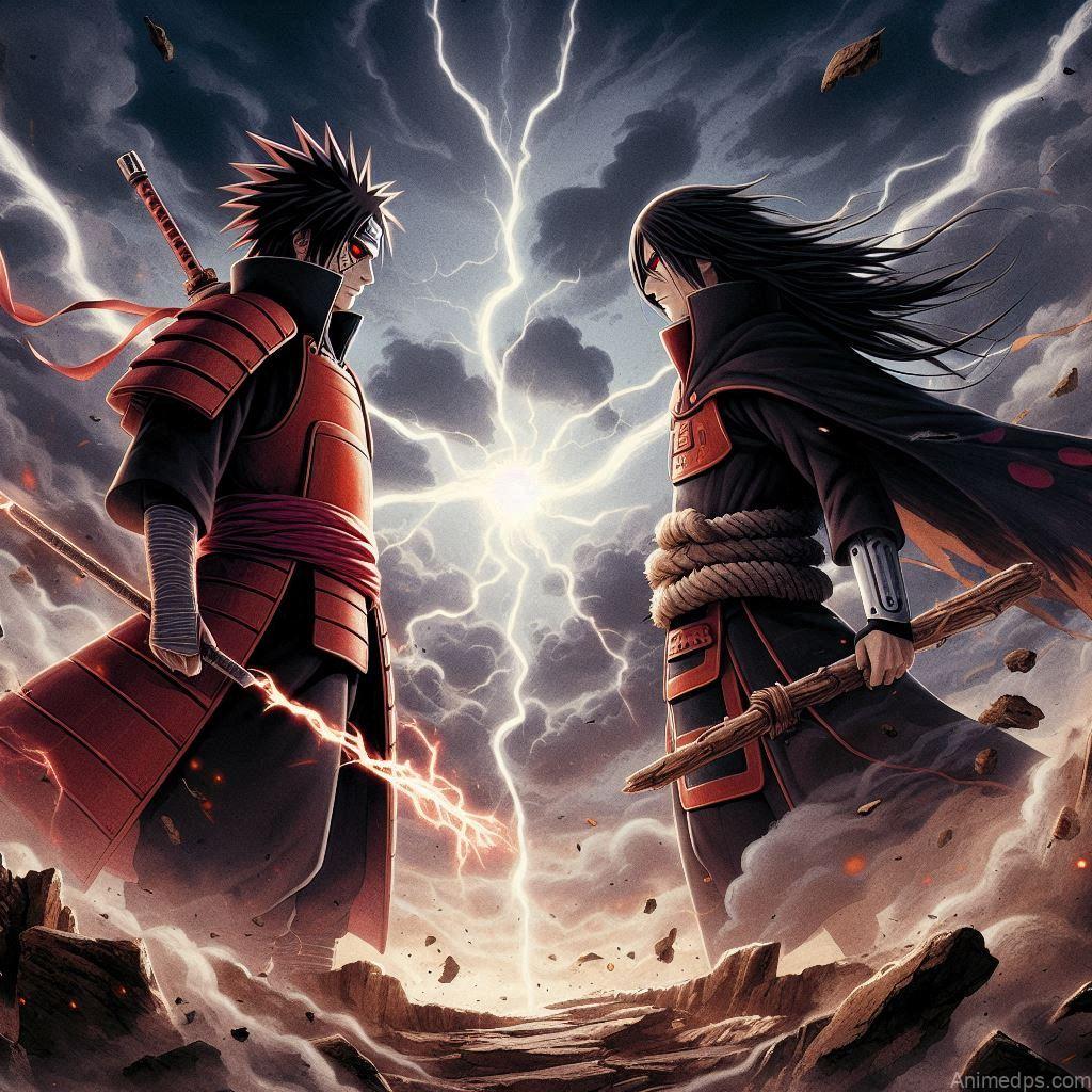 930+ Best Naruto DP for WhatsApp | Anime Dp 463 Madara and Hashirama Face-to-Face
A tense standoff between Madara and Hashirama on a rugged battlefield, their intense gazes locked. Madara stands tall, his Uchiha armor gleaming in the fiery light, with his Sharingan and Rinnegan glowing ominously. Hashirama, in his Senju battle armor, radiates calm strength, holding his wooden staff. The backdrop is an apocalyptic storm, with thunderclaps and swirling debris, symbolizing the clash of titans.