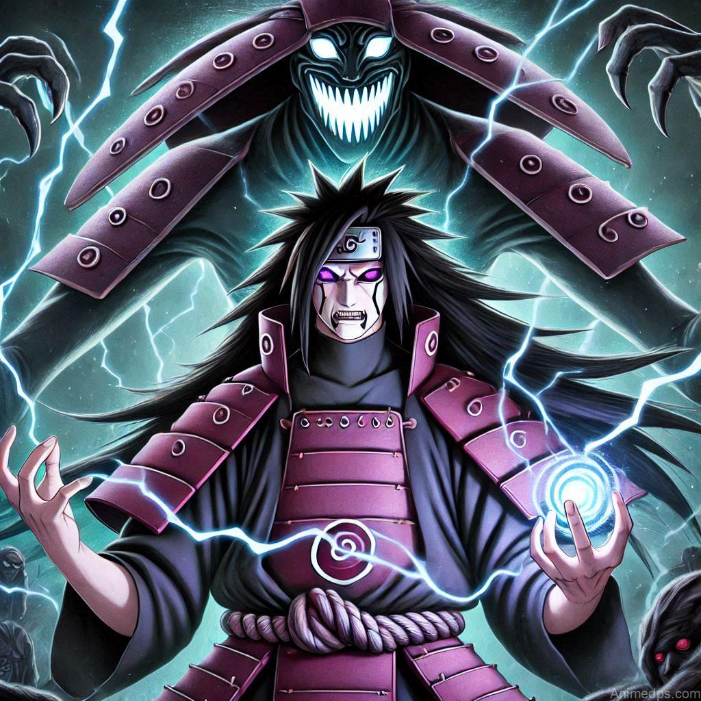 930+ Best Naruto DP for WhatsApp | Anime Dp 871 Madara with Susanoo
Pose: Madara summoning his Susanoo, with the giant spectral warrior behind him.Background: A dark, mystical landscape with lightning in the background.Expression: Fierce and commanding, highlighting his ultimate defense.