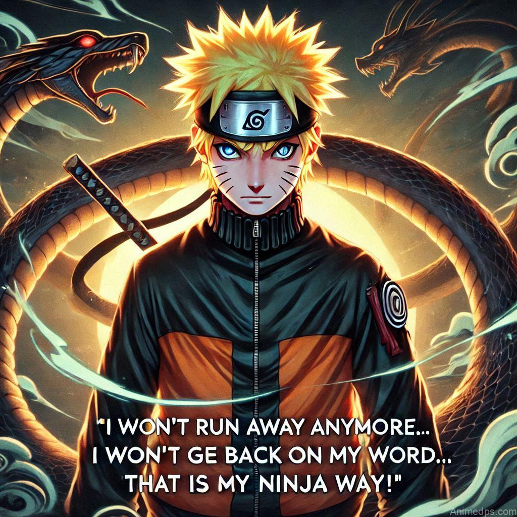 930+ Best Naruto DP for WhatsApp | Anime Dp 932 Naruto Image text over--I won't run away anymore... I won't go back on my word... that is my ninja way!