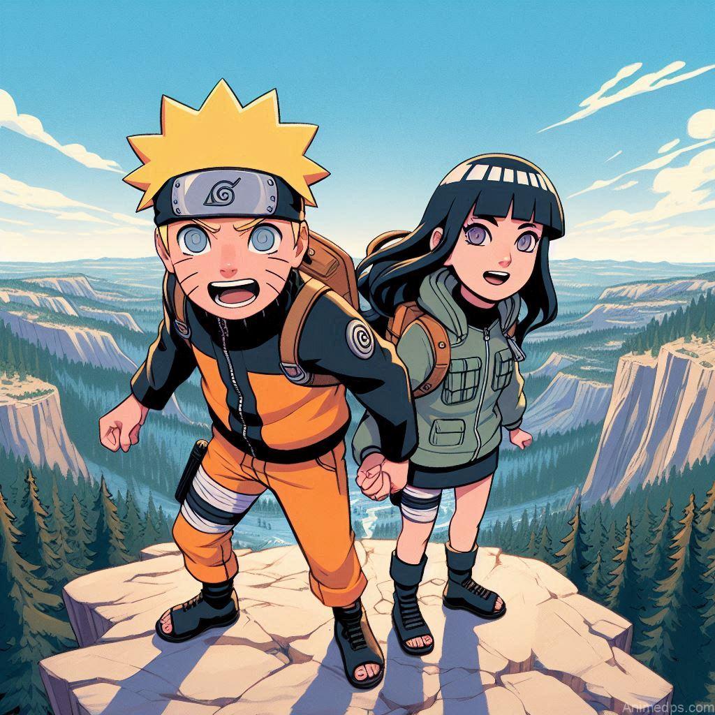 500+ Naruto and Hinata Images 79 Naruto and Hinata Adventure Pose: Naruto and Hinata embarking on an adventure, standing at the edge of a cliff looking over a vast landscape. Background: A scenic overlook with mountains and forests. Expression: Determined and excited, ready for new experiences together.