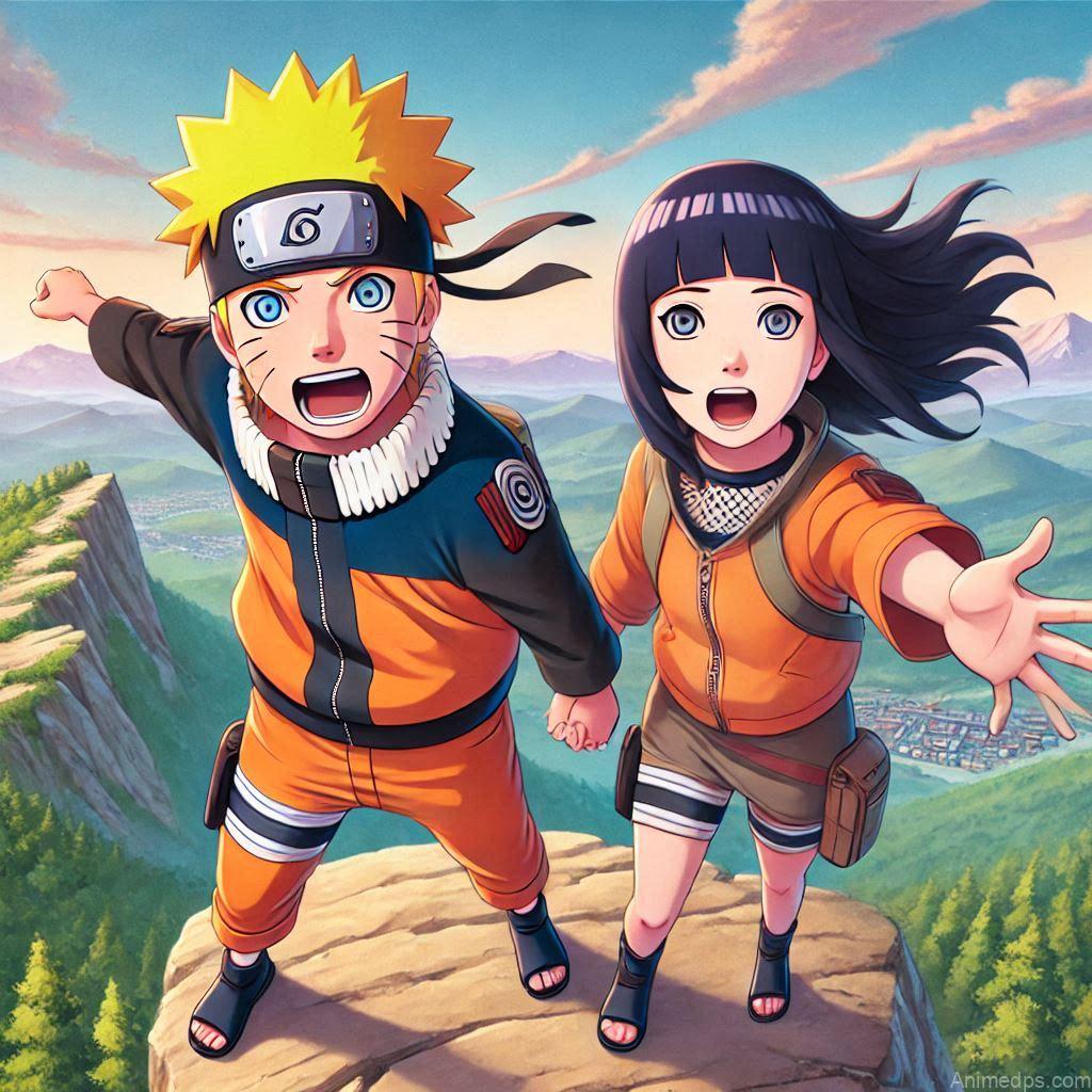 500+ Naruto and Hinata Images 76 Naruto and Hinata Adventure Pose: Naruto and Hinata embarking on an adventure, standing at the edge of a cliff looking over a vast landscape. Background: A scenic overlook with mountains and forests. Expression: Determined and excited, ready for new experiences together.