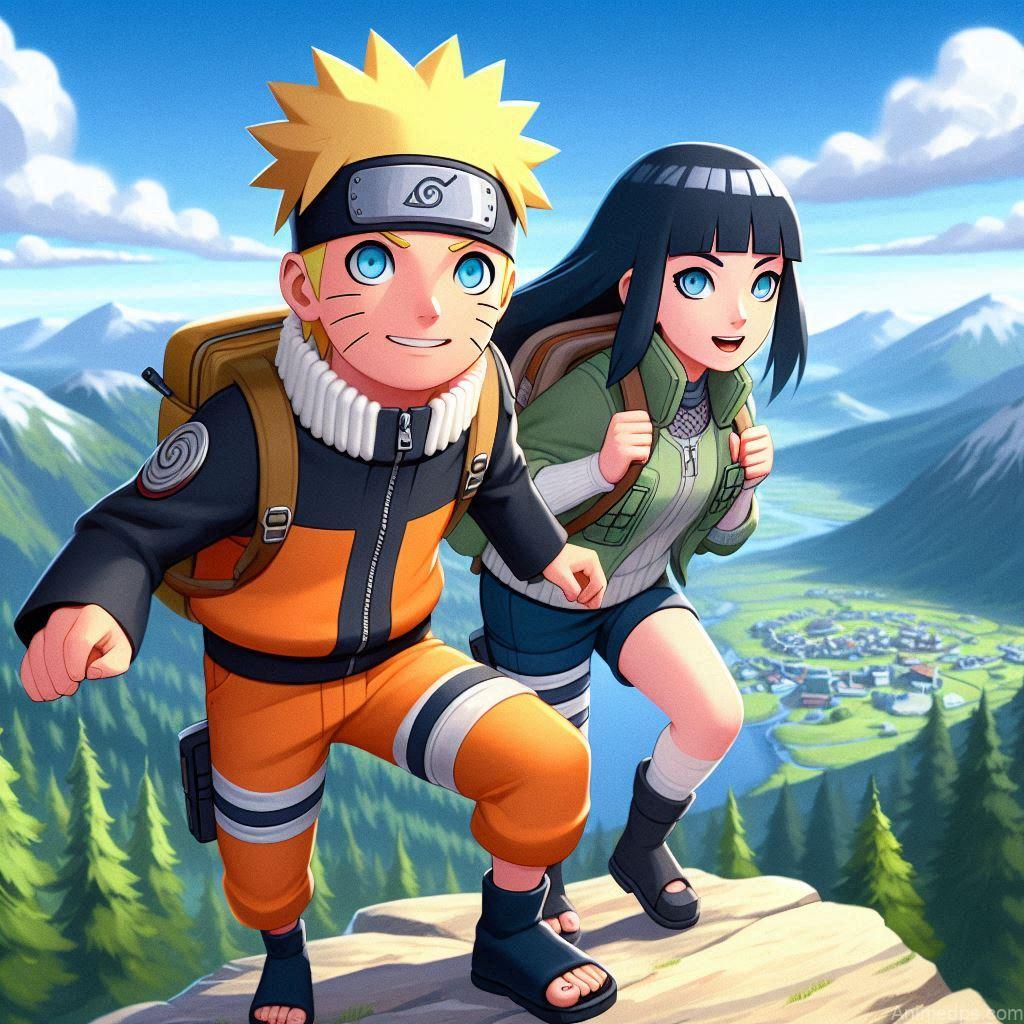 500+ Naruto and Hinata Images 75 Naruto and Hinata Adventure Pose: Naruto and Hinata embarking on an adventure, standing at the edge of a cliff looking over a vast landscape. Background: A scenic overlook with mountains and forests. Expression: Determined and excited, ready for new experiences together.