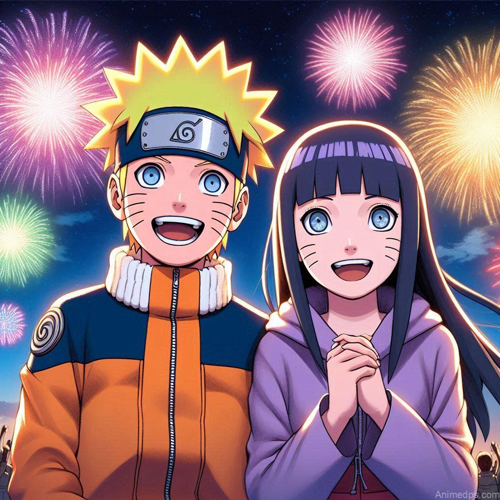 500+ Naruto and Hinata Images 68 Naruto and Hinata with Fireworks Pose: Naruto and Hinata watching fireworks, standing close together with smiles. Background: A night sky lit up with colorful fireworks. Expression: Excited and happy, highlighting their special moment.