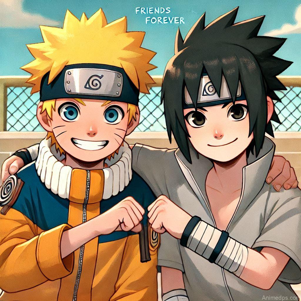 500+ Naruto and Sasuke Photos 51 oung Naruto and Sasuke
Pose: Young Naruto and Sasuke smiling and giving each other a fist bump.Background: The iconic Konoha Academy playground.Expression: Joyful and friendly, reflecting their early days.