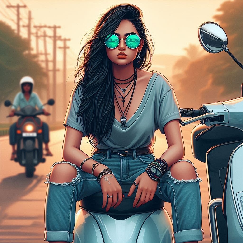 100+ Cool WhatsApp DP for Girls: Express Yourself! 43 Cool WhatsApp DP for Girls sitting on scooty