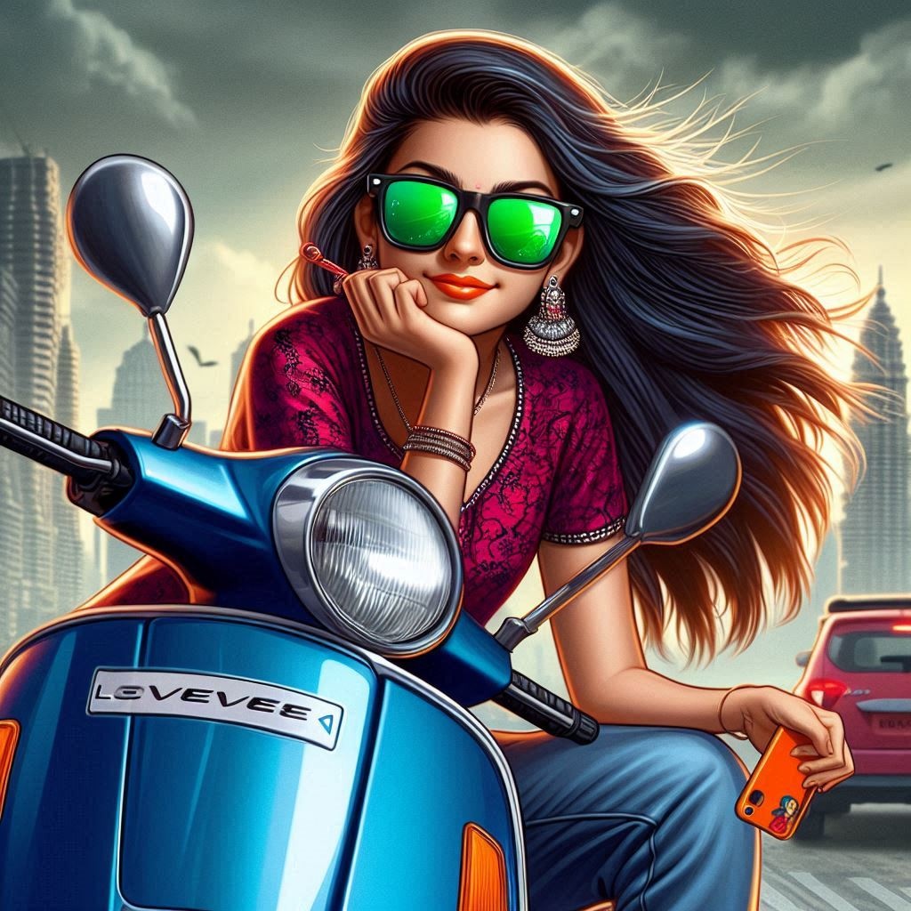 100+ Cool WhatsApp DP for Girls: Express Yourself! 57 Cool WhatsApp DP for Girl sitting on scooty