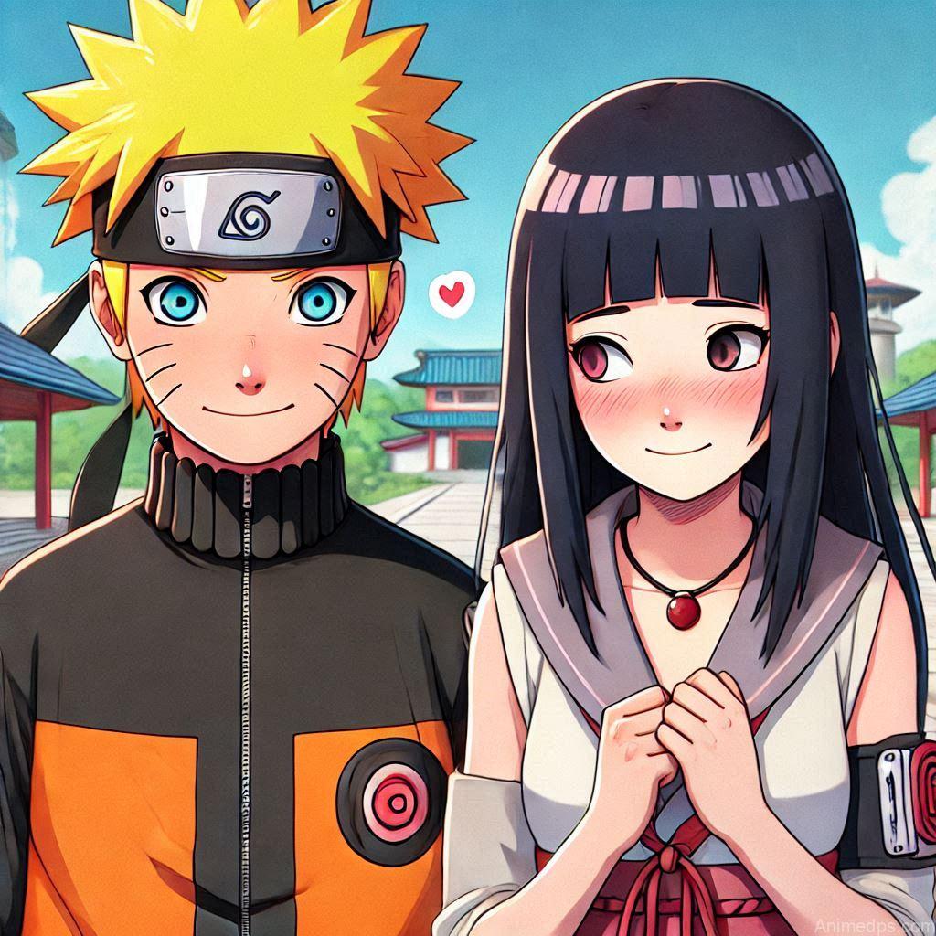 500+ Naruto and Hinata Images 23 Hinata with Naruto Pose: Hinata stands shyly next to Naruto Uzumaki, blushing slightly. Background: The iconic training grounds of Konoha Village. Expression: Gentle and warm, showing her affection and support for Naruto.