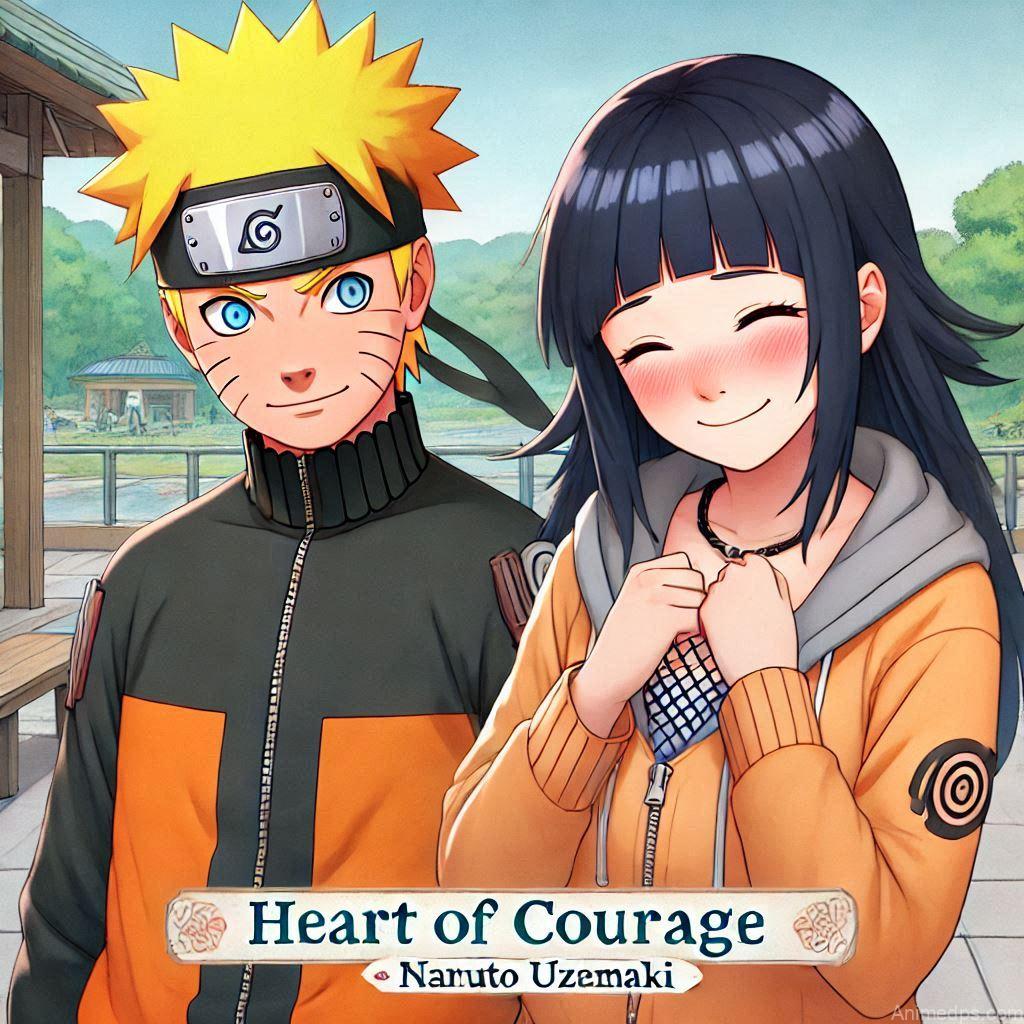 930+ Best Naruto DP for WhatsApp | Anime Dp 313 Hinata with Naruto Pose: Hinata stands shyly next to Naruto Uzumaki, blushing slightly. Background: The iconic training grounds of Konoha Village. Expression: Gentle and warm, showing her affection and support for Naruto.