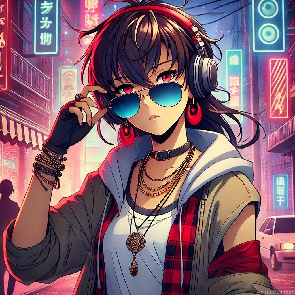 275+ Charming Girl Anime DP to Brighten Your Profile 23 confident anime girl in a stylish outfit, maybe with sunglasses or headphones