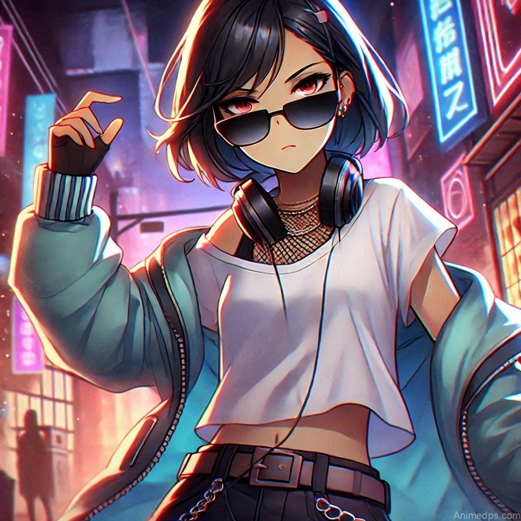 275+ Charming Girl Anime DP to Brighten Your Profile 26 confident anime girl in a stylish outfit, maybe with sunglasses or headphones