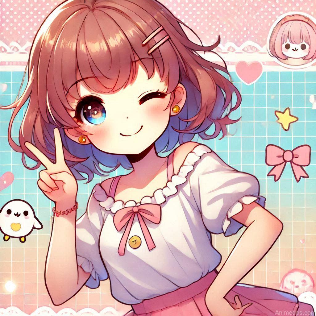 275+ Charming Girl Anime DP to Brighten Your Profile 18 Cute and Playful A cheerful anime girl in a playful pose