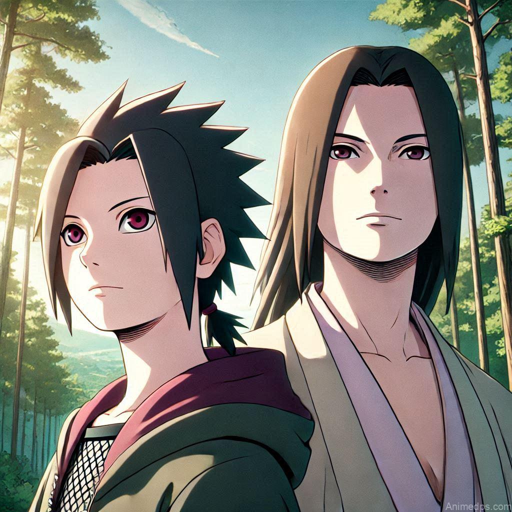 100+ Best Madara Uchiha Pics 2 Young Madara standing next to Hashirama, both looking towards the horizon with determination.