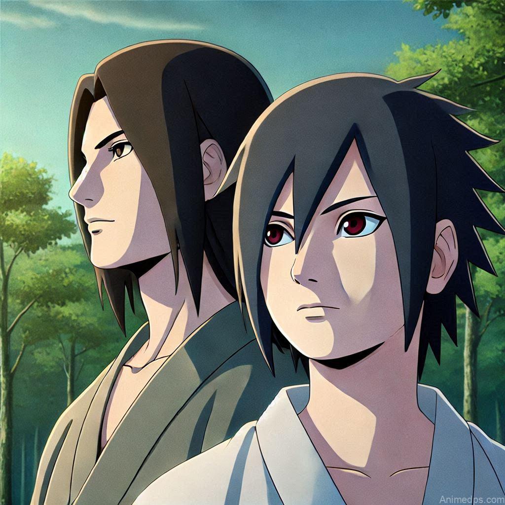 100+ Best Madara Uchiha Pics 3 Young Madara standing next to Hashirama, both looking towards the horizon with determination.