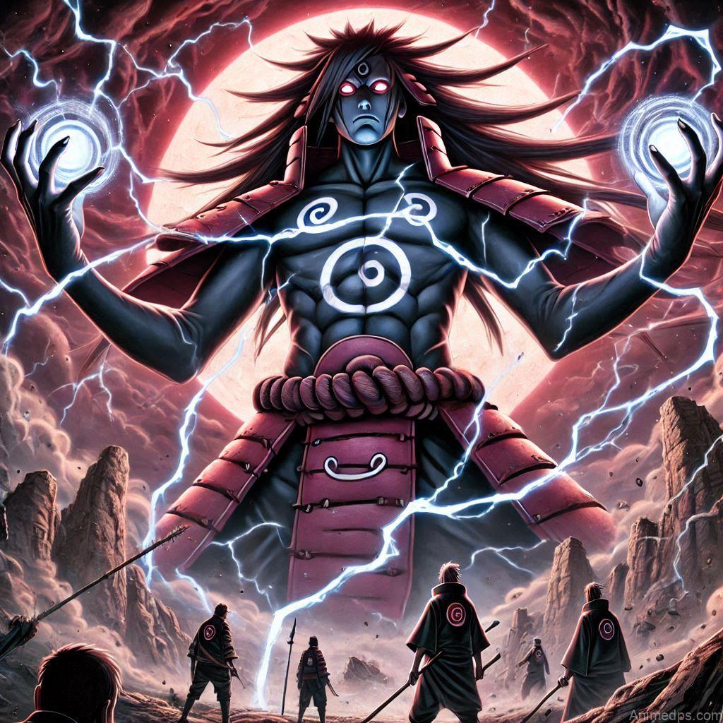 100+ Best Madara Uchiha Pics 10 Madara unleashing his Perfect Susanoo, towering over the Five Kage