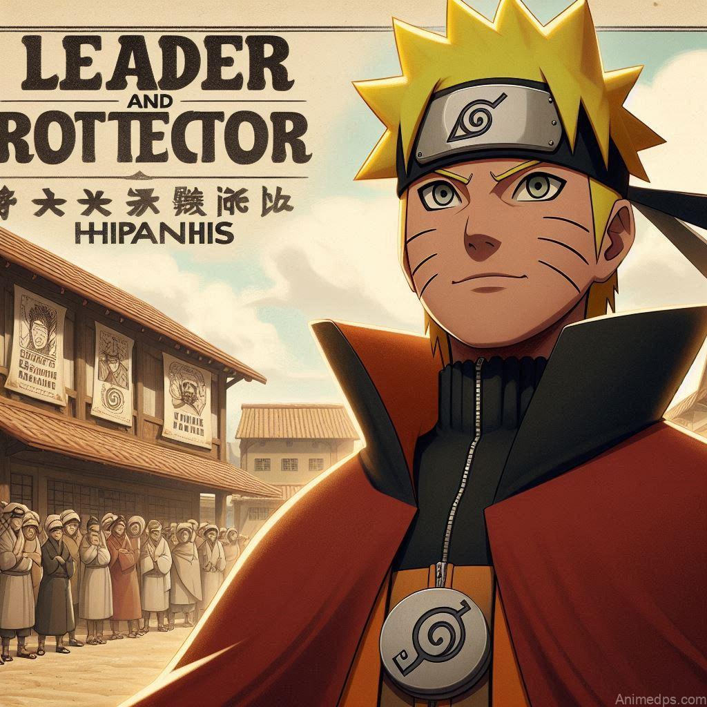 930+ Best Naruto DP for WhatsApp | Anime Dp 110 Naruto as the Hokage, wearing his Hokage cloak and hat, standing proudly. Background: The Hokage office or the village of Konoha with villagers looking up to him. Expression: Proud and noble, representing his achieved dream.