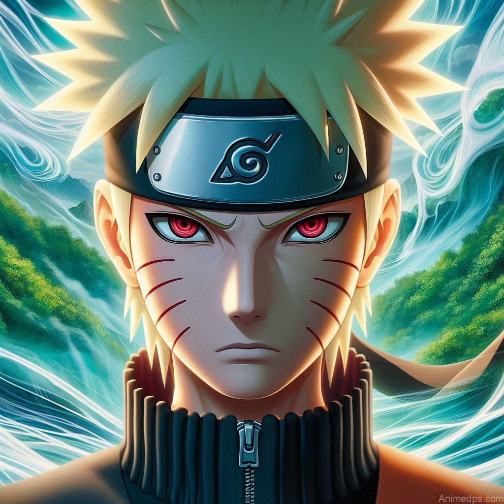 930+ Best Naruto DP for WhatsApp | Anime Dp 80 Naruto in Sage Mode, with the distinctive red eye markings and a serious, focused expression. A serene but powerful natural setting, like a mountaintop or a forest with swirling energy. Expression: Intense and calm, showcasing his newfound wisdom and power.