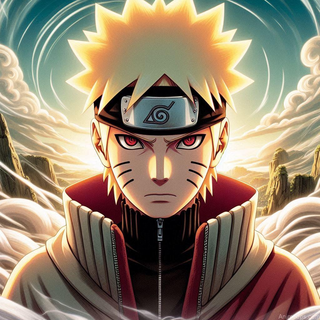 930+ Best Naruto DP for WhatsApp | Anime Dp 87 Naruto in Sage Mode, with the distinctive red eye markings and a serious, focused expression. A serene but powerful natural setting, like a mountaintop or a forest with swirling energy. Expression: Intense and calm, showcasing his newfound wisdom and power.