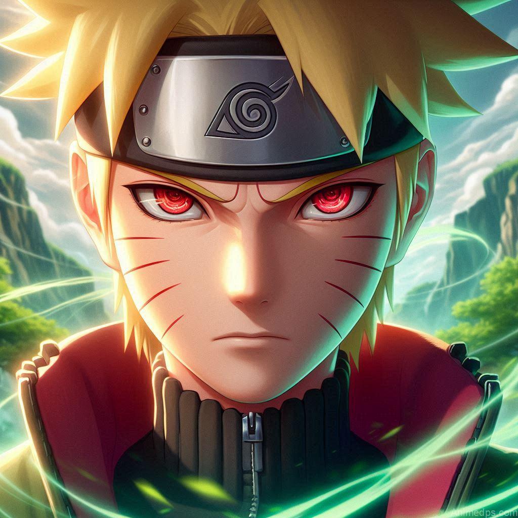 930+ Best Naruto DP for WhatsApp | Anime Dp 85 Naruto in Sage Mode, with the distinctive red eye markings and a serious, focused expression. A serene but powerful natural setting, like a mountaintop or a forest with swirling energy. Expression: Intense and calm, showcasing his newfound wisdom and power.