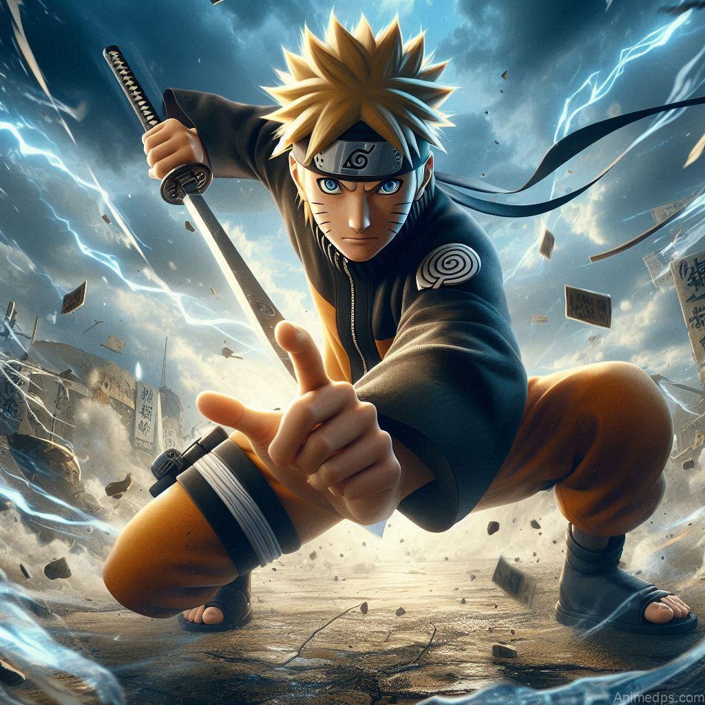 930+ Best Naruto DP for WhatsApp | Anime Dp 104 Naruto in a dynamic battle stance, ready for action, with kunai in hand. Naruto in a dynamic battle stance, ready for action, with kunai in hand. Background: A battlefield with flying debris and dramatic lighting. Expression: Determined and fierce, showcasing his readiness for combat.