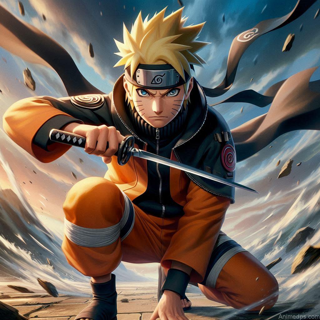 930+ Best Naruto DP for WhatsApp | Anime Dp 105 Naruto in a dynamic battle stance, ready for action, with kunai in hand. Naruto in a dynamic battle stance, ready for action, with kunai in hand. Background: A battlefield with flying debris and dramatic lighting. Expression: Determined and fierce, showcasing his readiness for combat.