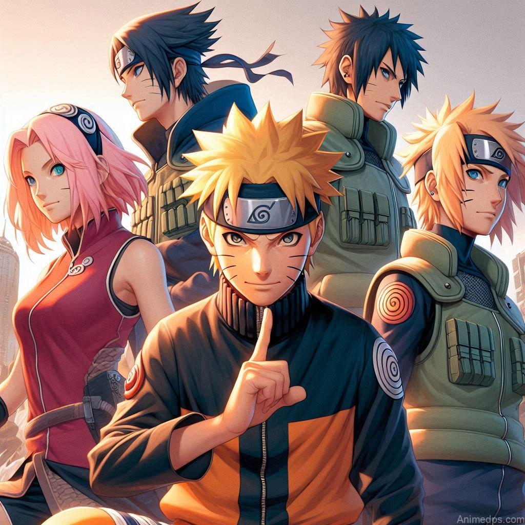 930+ Best Naruto DP for WhatsApp | Anime Dp 215 Naruto standing with his close friends, like Sasuke, Sakura, and Kakashi, all in action. Naruto standing with his close friends, like Sasuke, Sakura, and Kakashi, all in action poses. Background: The village of Konoha, symbolizing their home and unity. Expression: Happy and confident, reflecting the bond between teammates.
