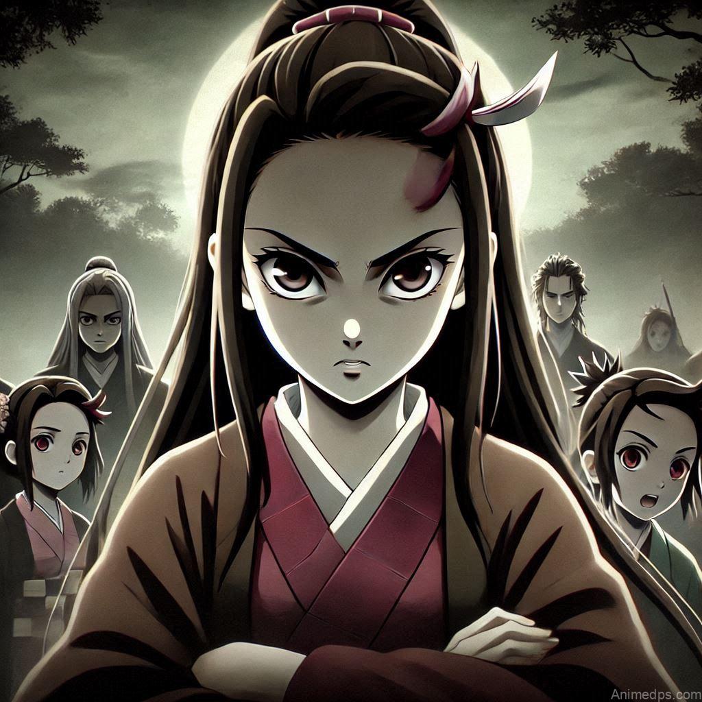 275+ Charming Girl Anime DP to Brighten Your Profile 203 Nezuko standing tall with a determined look, her fists clenched
