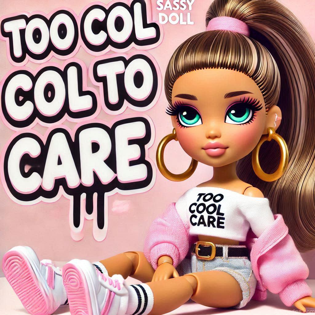 225+ Best Baby Doll Whatsapp Dp 114 A chic doll with a high ponytail, hoop earrings, and a trendy outfit, sitting cross-legged on a pastel background