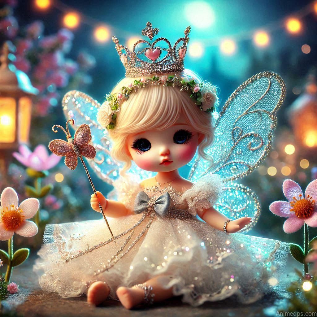 225+ Best Baby Doll Whatsapp Dp 56 A cozy baby doll wearing a cute knitted hat and scarf in soft pastel colors, sitting on a snow-covered bench.