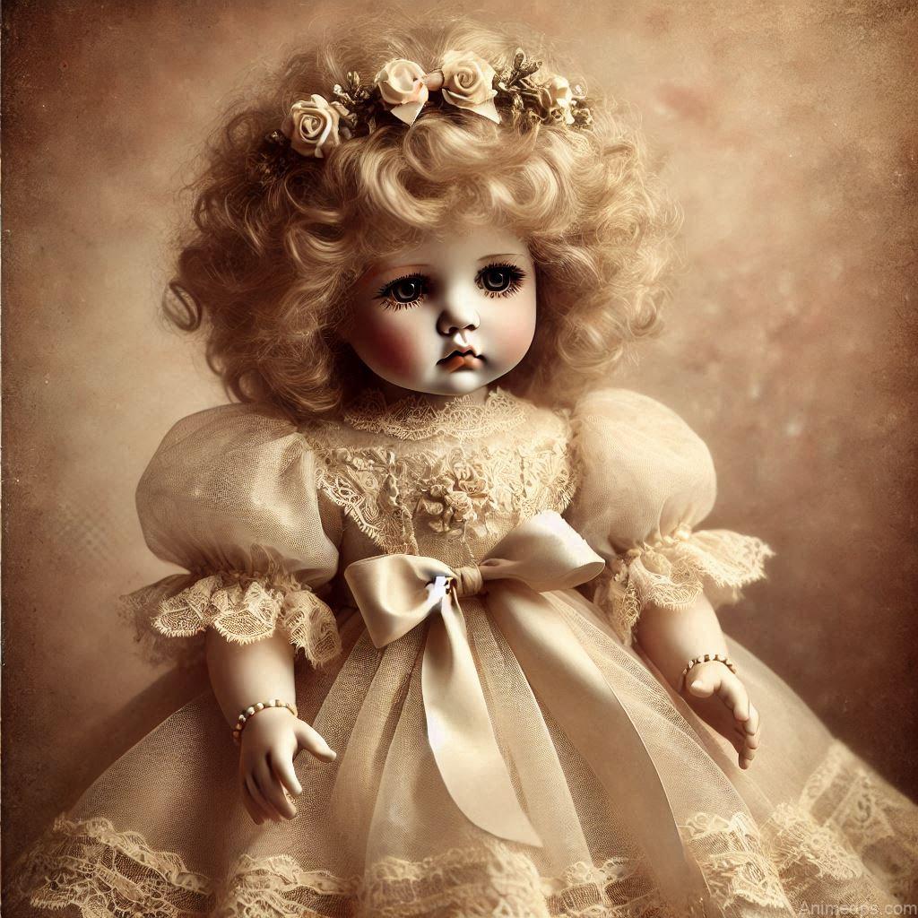 225+ Best Baby Doll Whatsapp Dp 9 A classic porcelain baby doll with curly golden hair, wearing a delicate vintage-style dress adorned with lace and ribbons